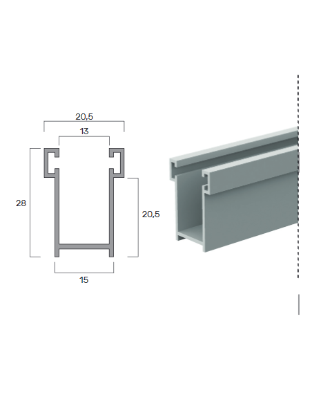 Guida A14 15X28mm