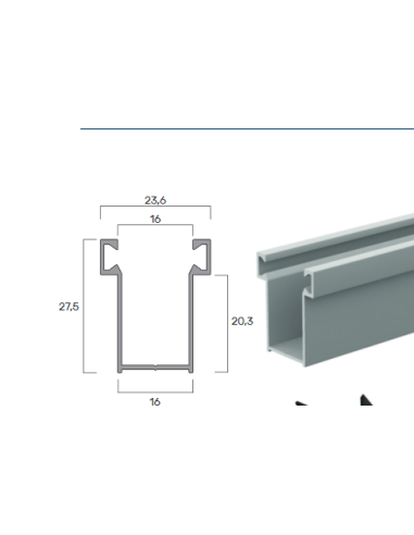Guida in Alluminio A16- 16X27,5Mm | Portefaidate.it (000229)