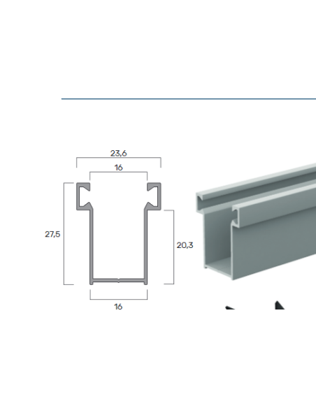 Guida in Alluminio A16- 16X27,5Mm | Portefaidate.it (000229)
