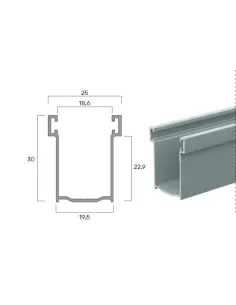 Guida in Alluminio A30- 19,5X30Mm | Portefaidate.it (000231)