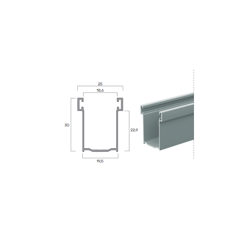 Guida in Alluminio A30- 19,5X30Mm | Portefaidate.it (000231)