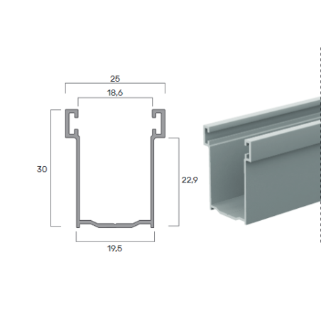 Guida in Alluminio A30- 19,5X30Mm | Portefaidate.it (000231)