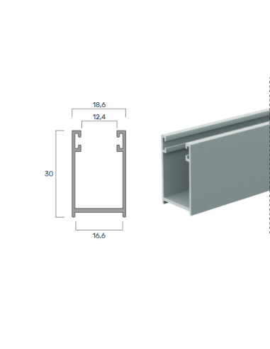 Guida in Alluminio A19-18,6X30Mm | Portefaidate.it (000232)