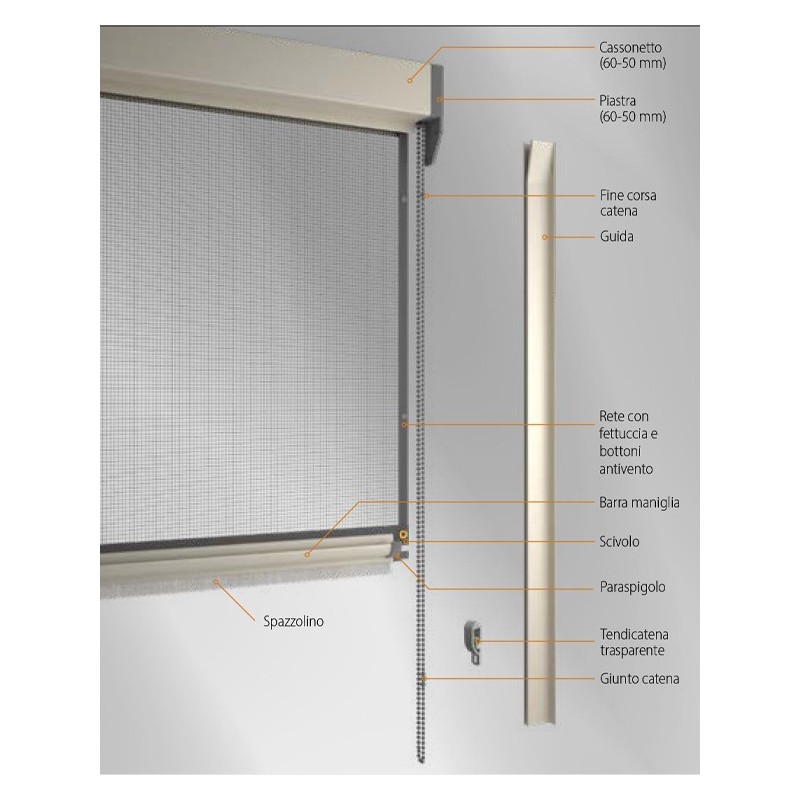 Zanzariera a Catena Bettio Katia Verticale personalizzabile Scopri i vantaggi esclusivi di portefaidate.it.