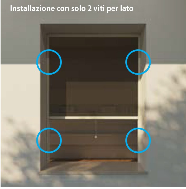 Installazione con solo 2 viti per lato